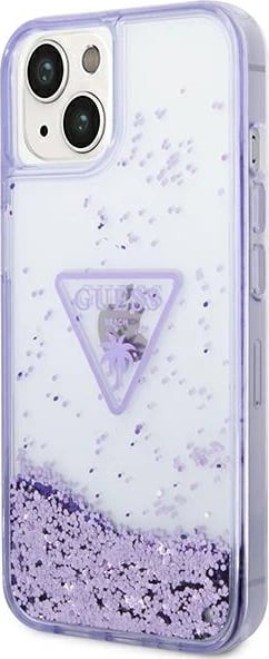 Mbështjellës Guess Liquid Glitter Palm për iPhone 14 Plus 6.7", vjollcë