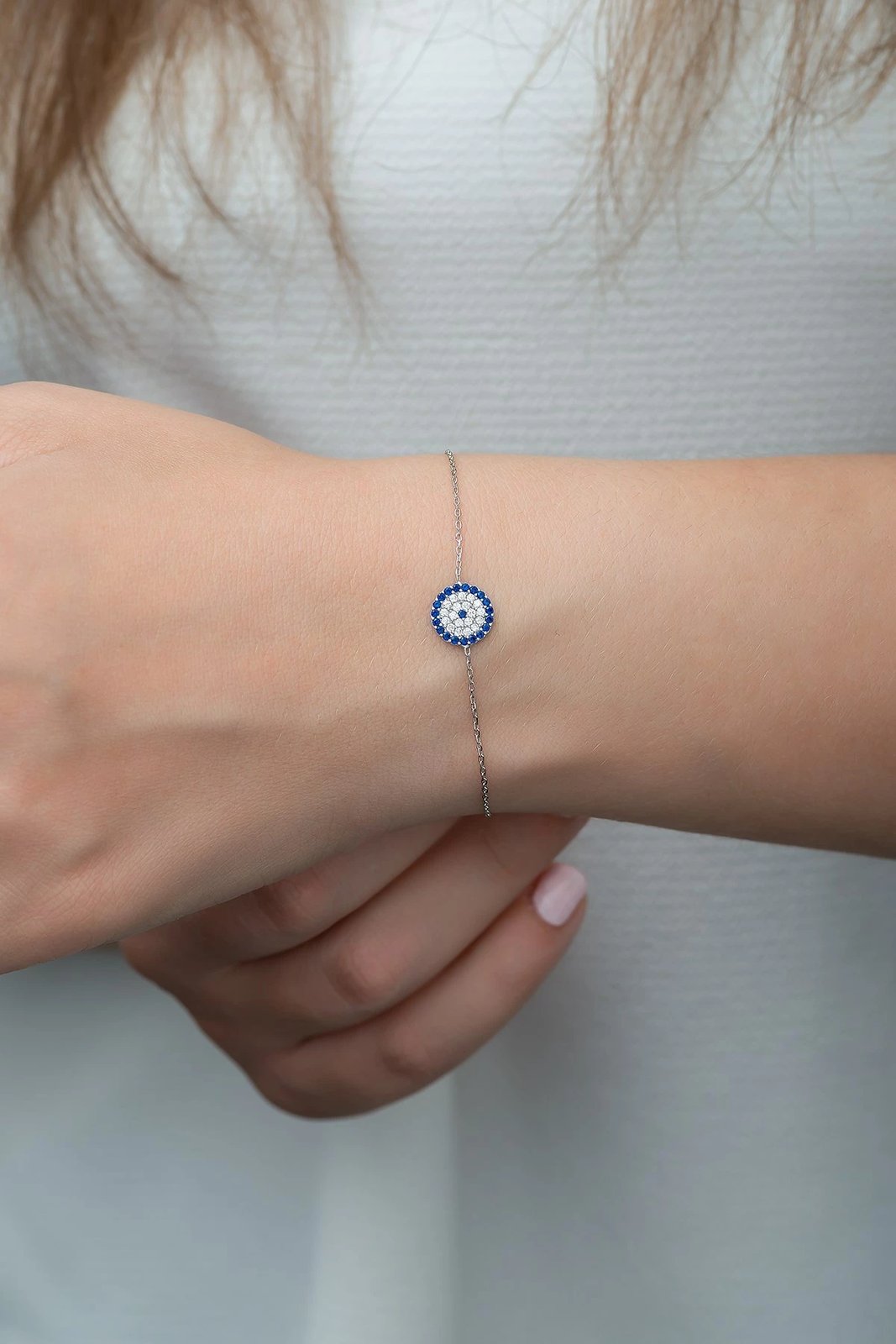 Byzylyk argjendi Jumeon, TRDYL765, ngjyrë argjendi, gurë zirkon blu e bardhë