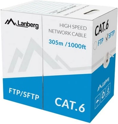 Kabllo rrjeti Lanberg CAT 6 S/FTP, 305m, Gri