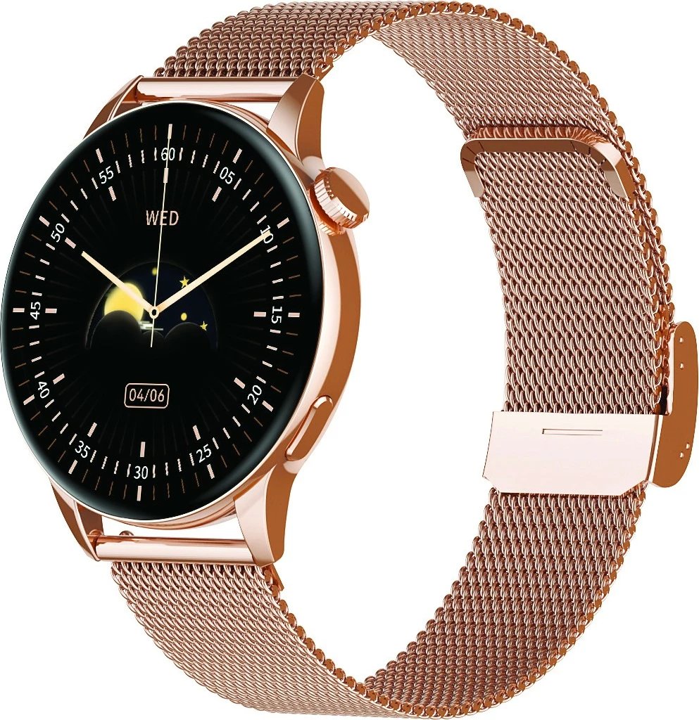 Smartwatch Maxcom Fit FW58 Vanad Pro, 1.3" AMOLED, Bluetooth, Gold, set me 2 rripa