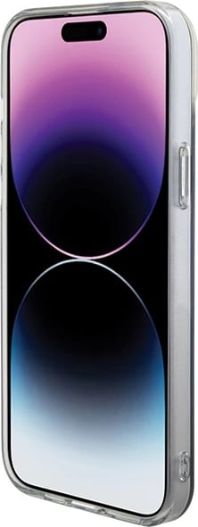 Mbështjellës Guess IML Iridescent MagSafe për iPhone 15 Pro, e zezë
