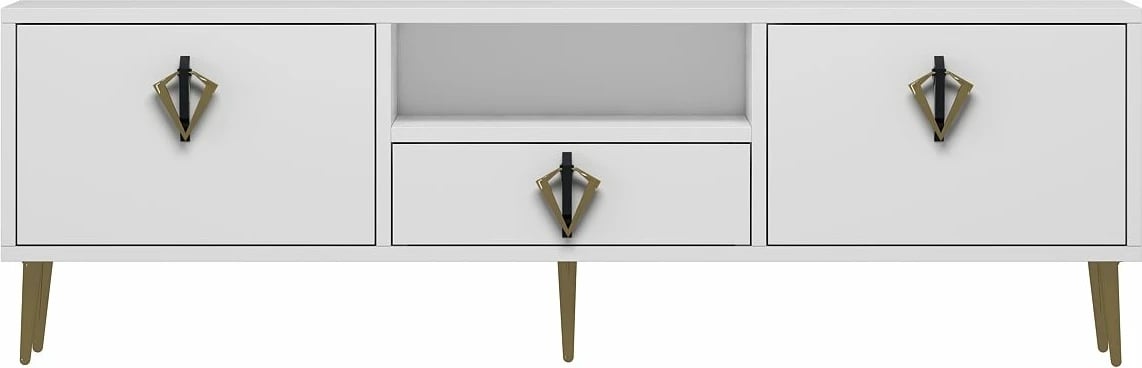 Komodë për TV Skye Decor, 1311-DROP-32, e bardhë, e zezë, e artë