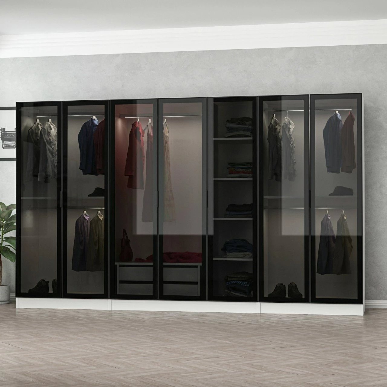 Dollap Skye Decor, i bardhë e zi, 315x190x52cm