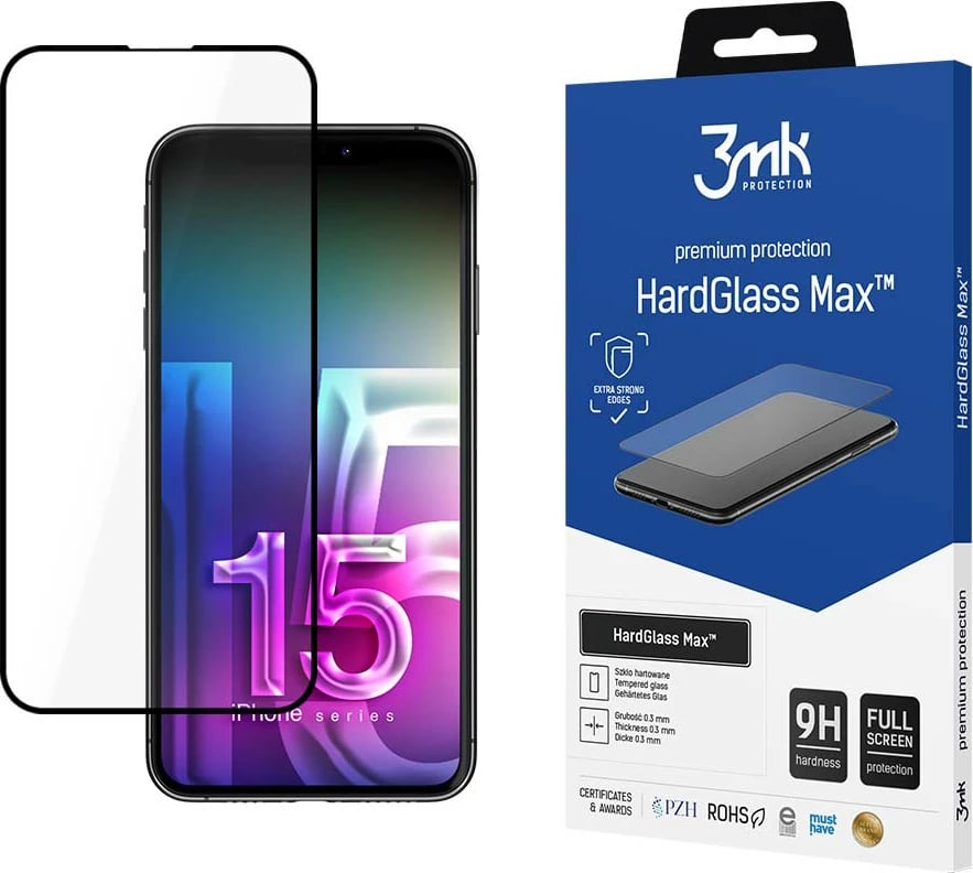Xham mbrojtës 3mk HardGlass Max për iPhone 15 Pro