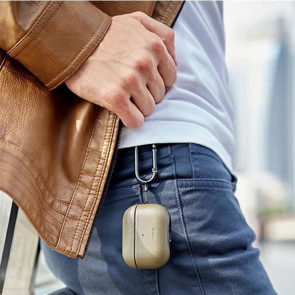 Mbështjellës UNIQ Terra për AirPods Pro, lëkurë natyrale, olive