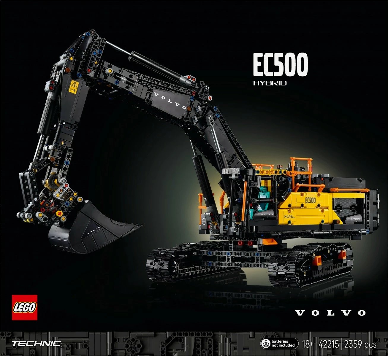 Set ndërtimi LEGO Technic Volvo EC500 Hybrid Ekskavator 42215, 2359 pjesë, për të rritur, verdhë/zi