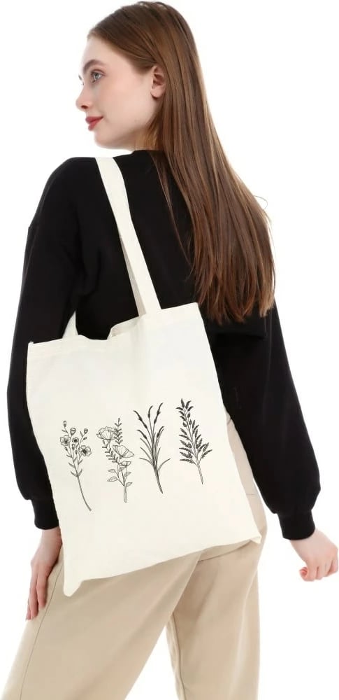 Torbë tote Zoozie Bags, krem, 35x40cm