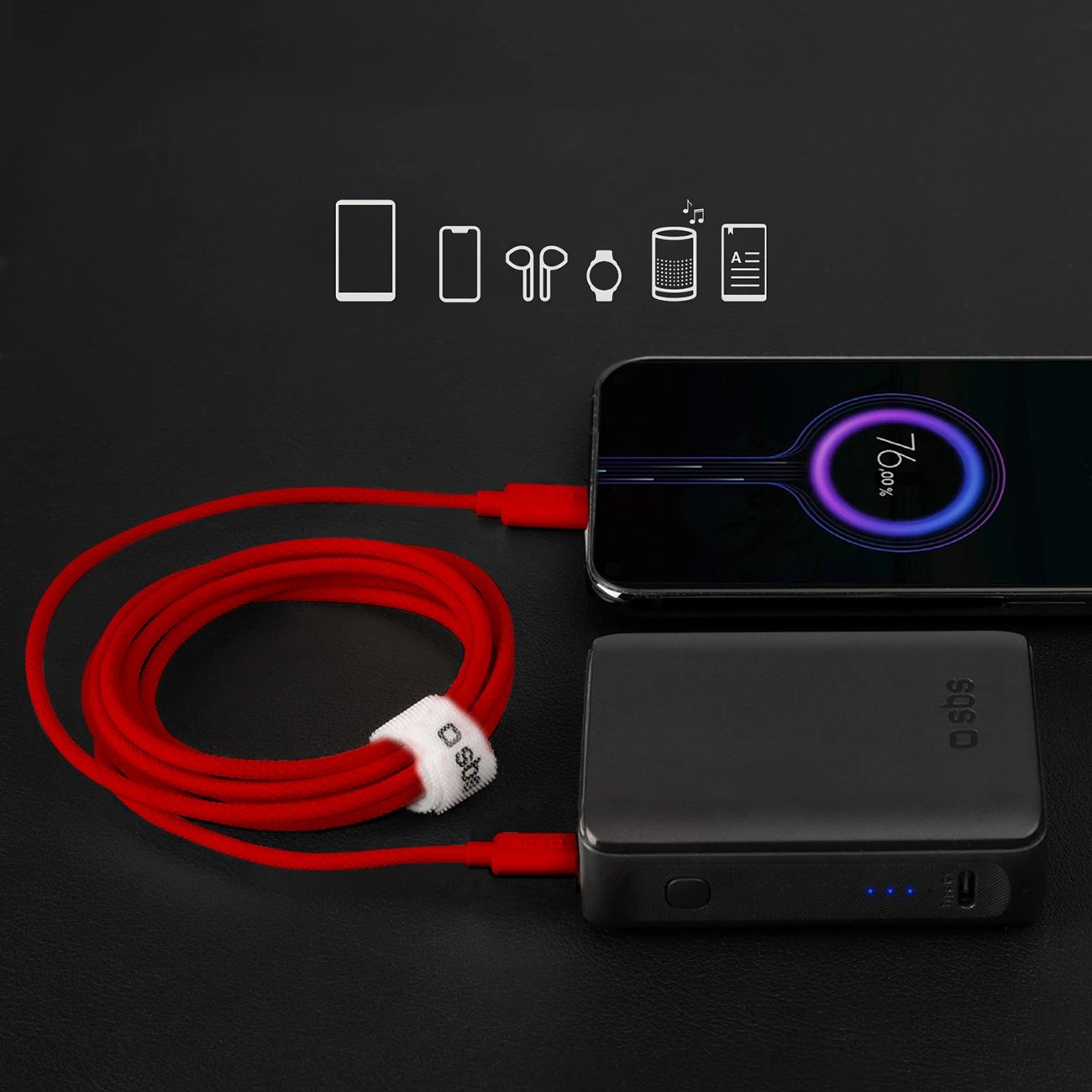 Kabllo USB-C në USB-C SBS TECABLETISSUETCCR, 1.5m, 60W, e kuqe Kabllo USB-C në USB-C SBS TECABLETISSUETCCR, 1.5m, 60W, e kuqe