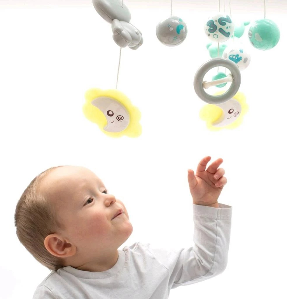 Karusel për krevat bebi, BABY MIX, projektor me yje, 3 melodi, volum i rregullueshëm, gri