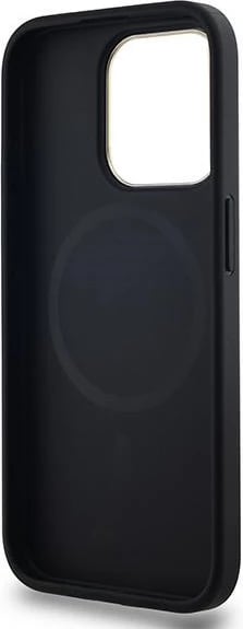 Mbështjellës DKNY Leather Checkered Mono Pattern MagSafe për iPhone 15 Pro, i zi