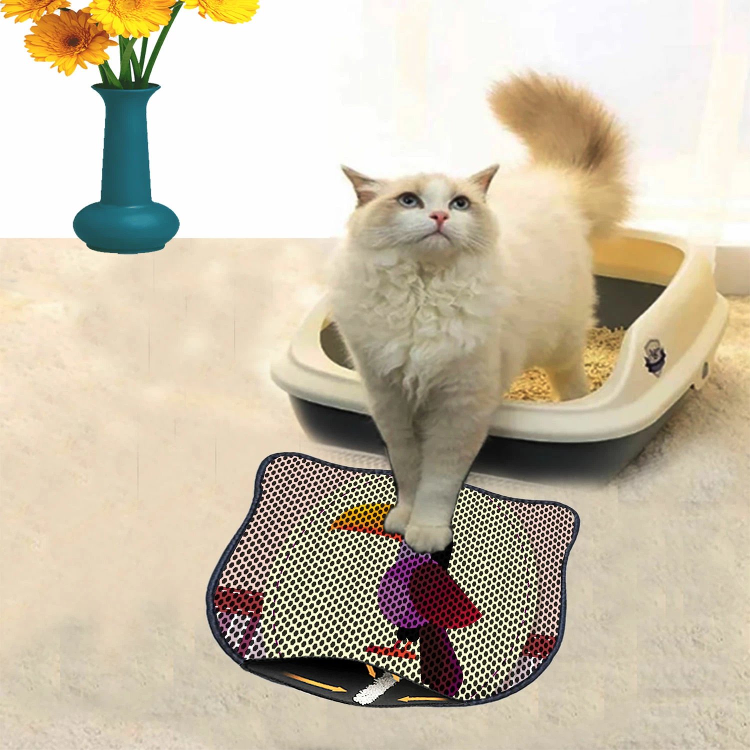 Tapet për rërë të maceve, shumëngjyrësh, Paws & Whiskers, Kdkafa0139