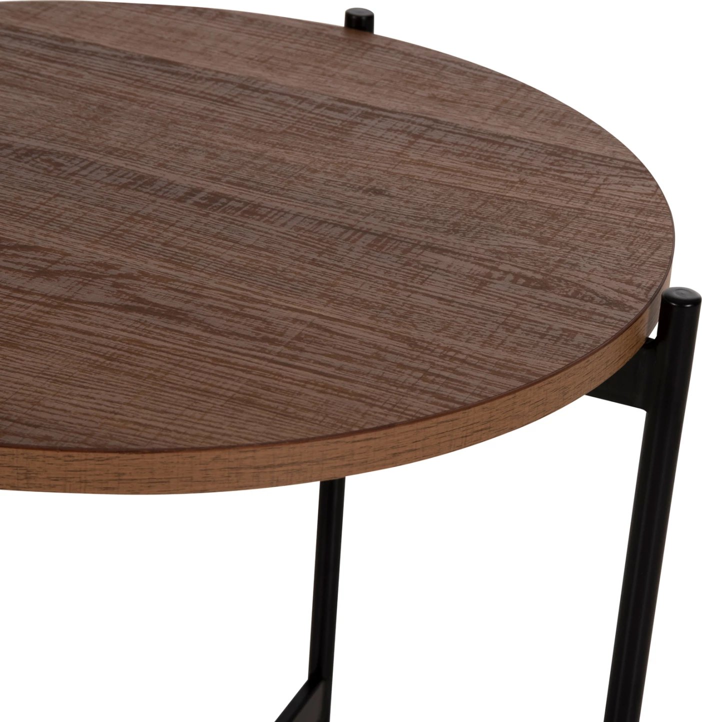 Tavolinë anësore FH9589.04 MDF ngjyrë arre-bazë metalike e zezë Φ50x55Hcm