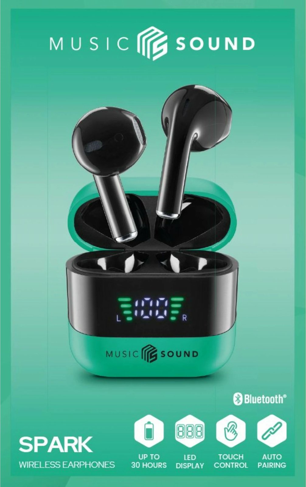 Kufje Bluetooth Cellular Line Spark, 30 orë, USB Type-C, e gjelbër