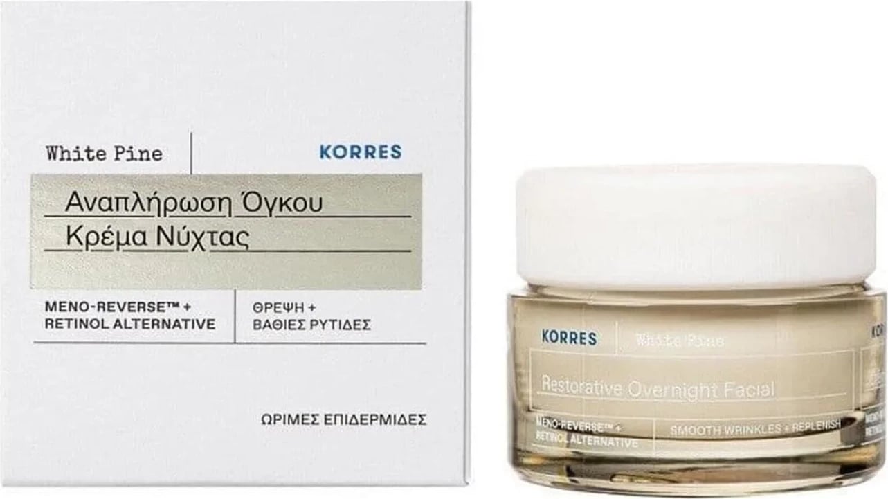 Krem nate për fytyrë unisex Korres White Pine Restorative Overnight, 40ml