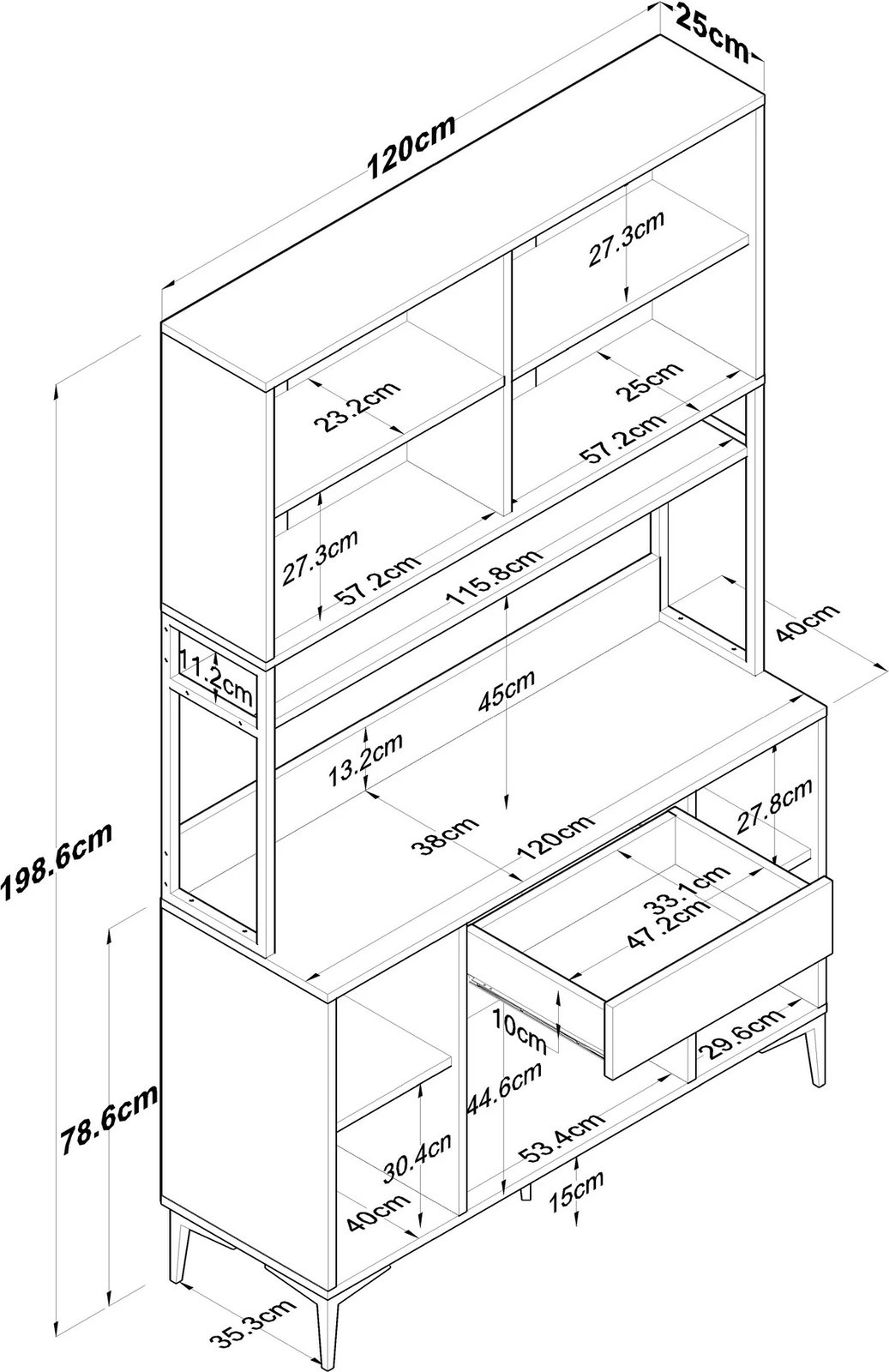 Dollap shumëpërdorimësh, ngjyrë arre dhe e bardhë, Skye Decor, JE127 - 3401