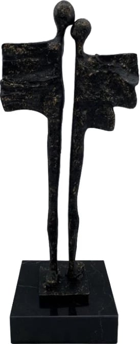 Figurë dekorative Eros, polirezine, e zezë, 15x12x37 cm