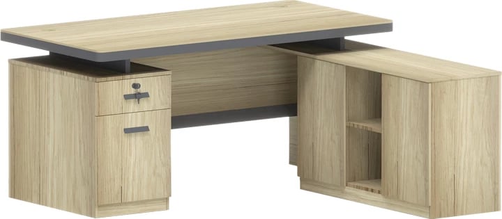 Tavolinë profesionale Lotus me kënd të djathtë, ngjyrë natyrale-antracit, 200x160x76cm