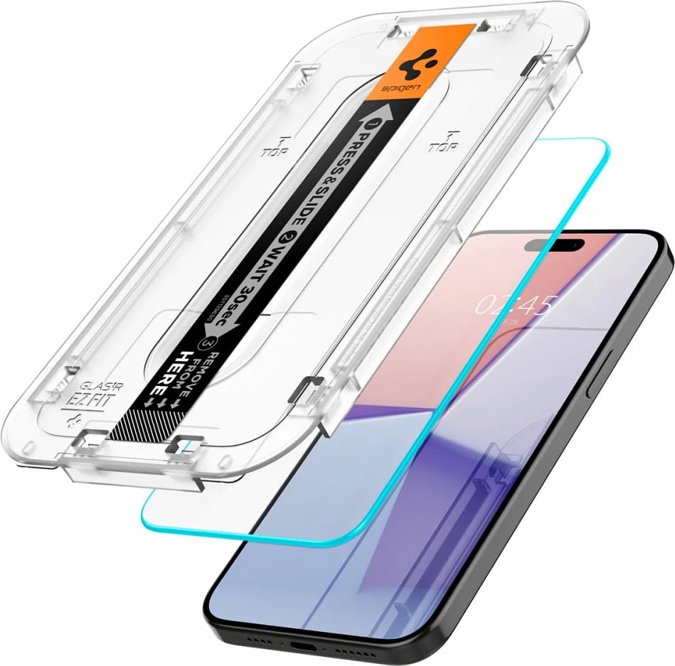 Mbrojtës xhami Spigen Glas.tR EZ Fit për iPhone 15 Pro, 2 copë, transparent