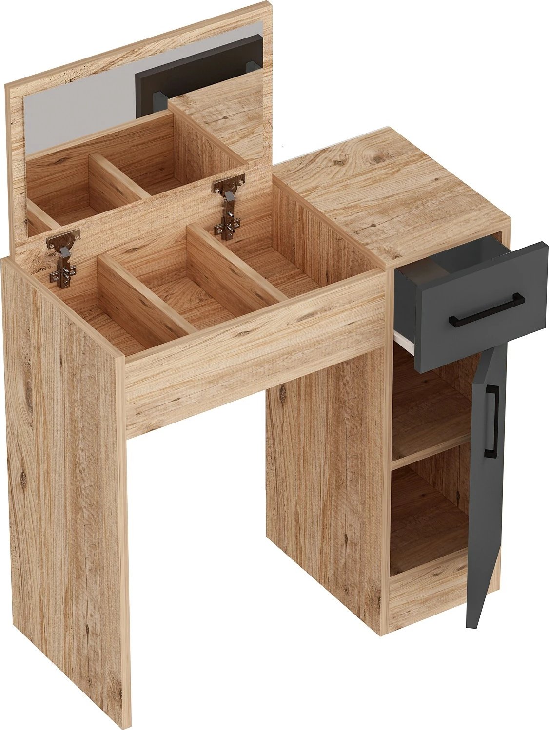 Tavolinë grimi Hanah Home, ngjyrë Atlantic Pine dhe antracit, Inci