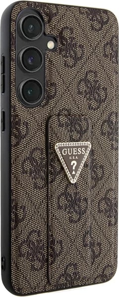 Mbështjellës Guess Grip Stand 4G Triangle Strass për Samsung Galaxy S24, kafe/artë