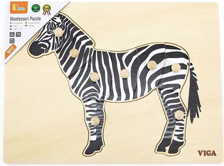 Puzzle druri me kunja, Viga Zebra, 18m+, 30x22.5 cm, shumëngjyrësh