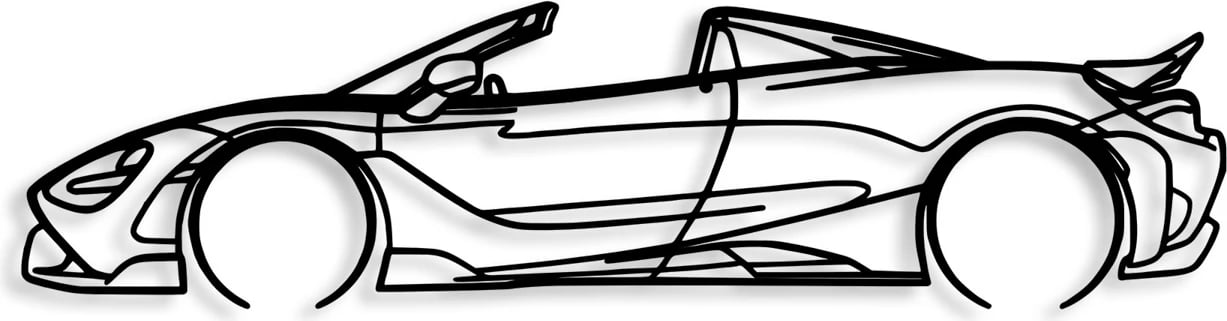 Aksesor dekorativ metalik për mur, silueta McLaren 720S, ngjyrë e zezë, 70x17cm