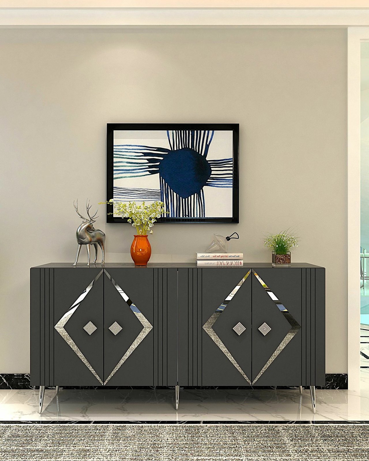 Konsol Skye Decor, Domino KB150, antracit, argjend