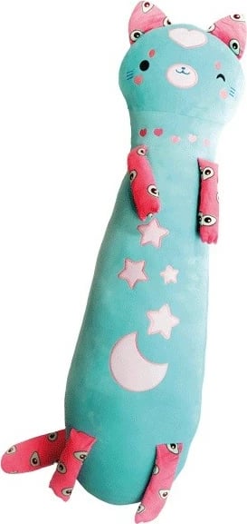 Lodër pelushi mace Momomi Nice 60 cm, turquoise, ndriçon në errësirë