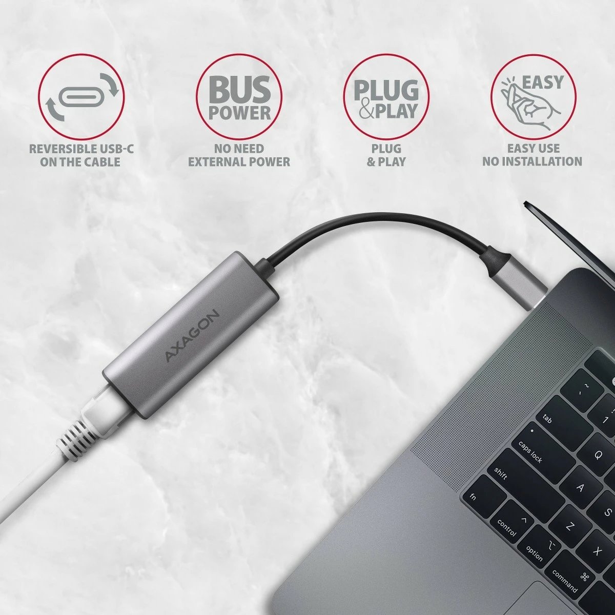 Kartë rrjeti AXAGON ADE-25RC, 2.5 Gigabit Ethernet, USB-C 3.2 Gen 1, Gri