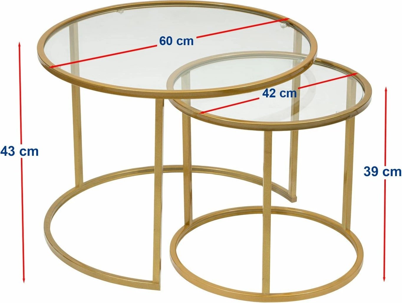 Set tavolinash kafeje Hanah Home, Belarus 60, ngjyrë ari, transparente