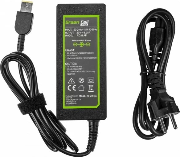 Furnizues rryme Green Cell PRO AD38AP për Lenovo B50, 20V 3.25A 65W, Slim Tip, i zi