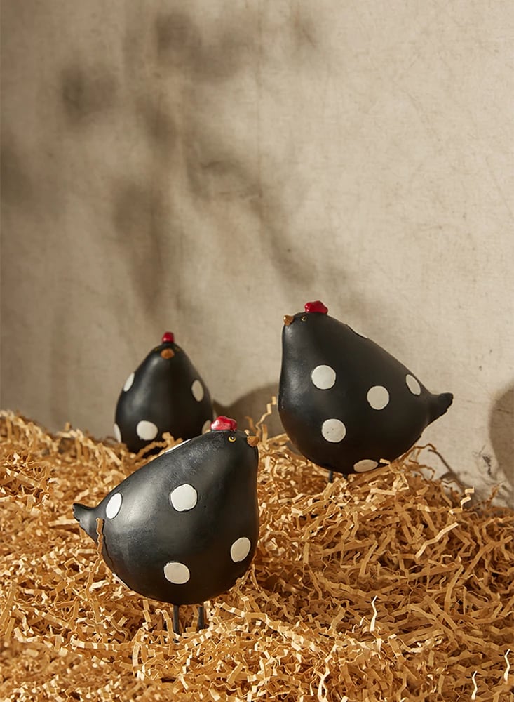 Dekor gallinë e zezë, 14x9x16cm, polirezine, e zezë me të bardha