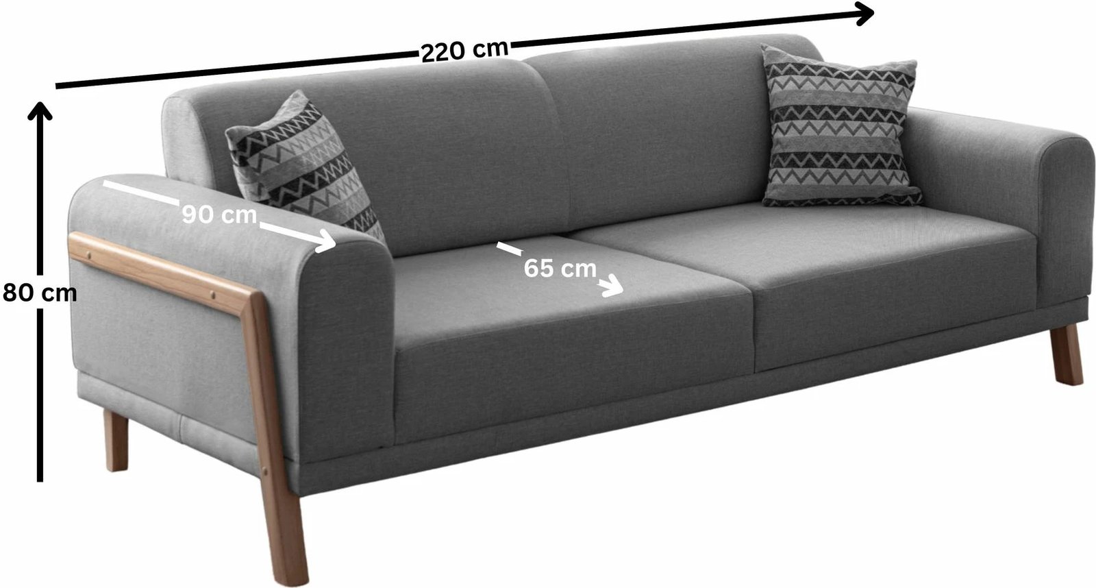 Divan treshe Atelier del Sofa, ngjyrë gri