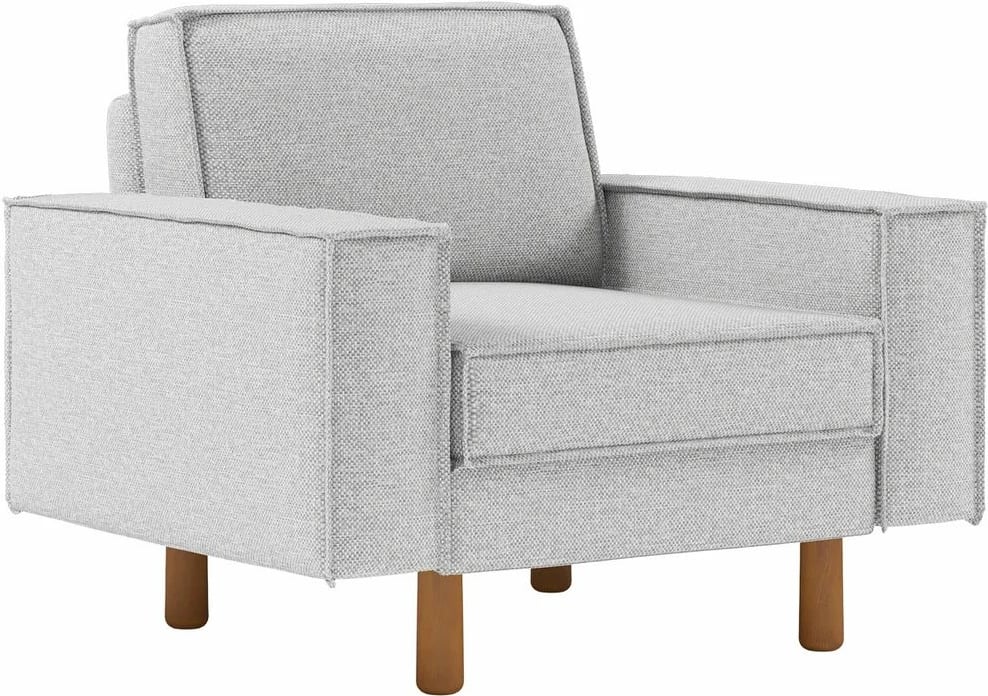 Karrige një vendëshe Atelier del Sofa, ngjyrë Pebble, këmbë druri Walnut