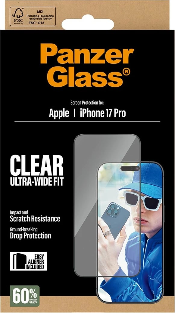 Mbrojtës xhami PanzerGlass për iPhone 17 Pro, UWF