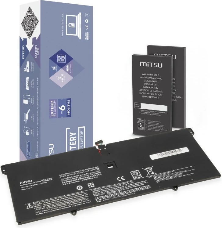 Bateri laptop Mitsu BC/LE-920 për Lenovo Yoga 920-13IKB, 9120 mAh, 4 qeliza, e zezë