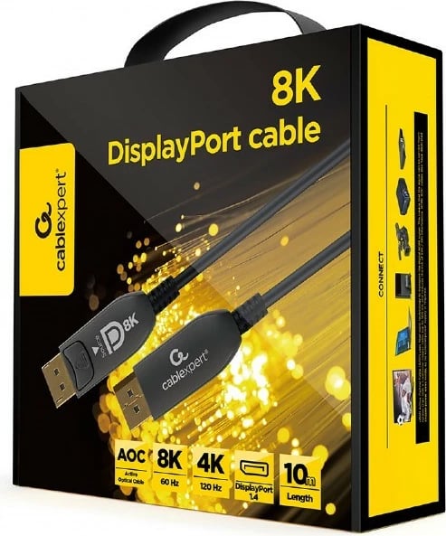 Kabllo DisplayPort Gembird CC-DP8K-AOC-10M, 10m, 8K, e zezë
