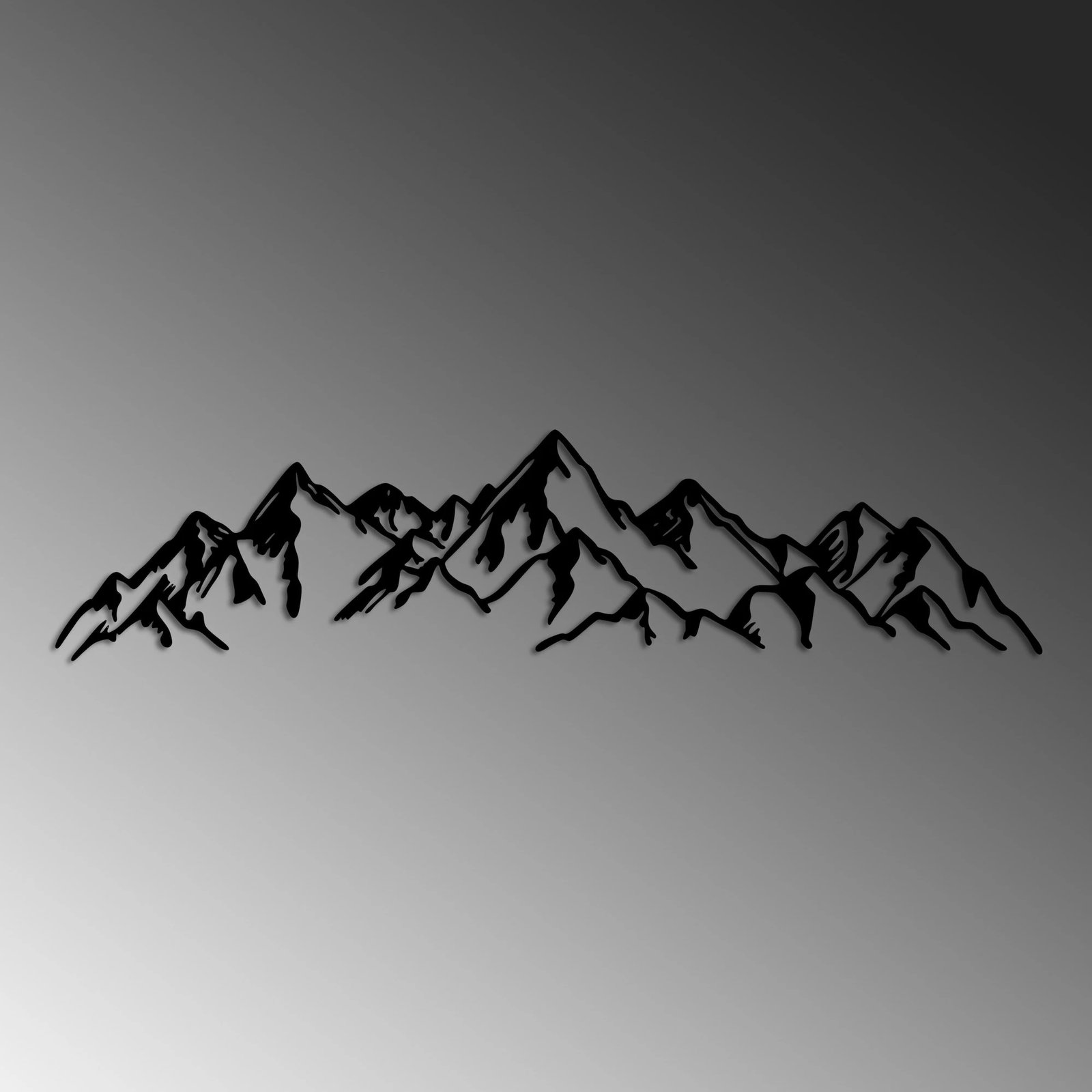 Aksesor dekorativ metalik për mur, pamje mali, Wallity, i zi, 62x14cm