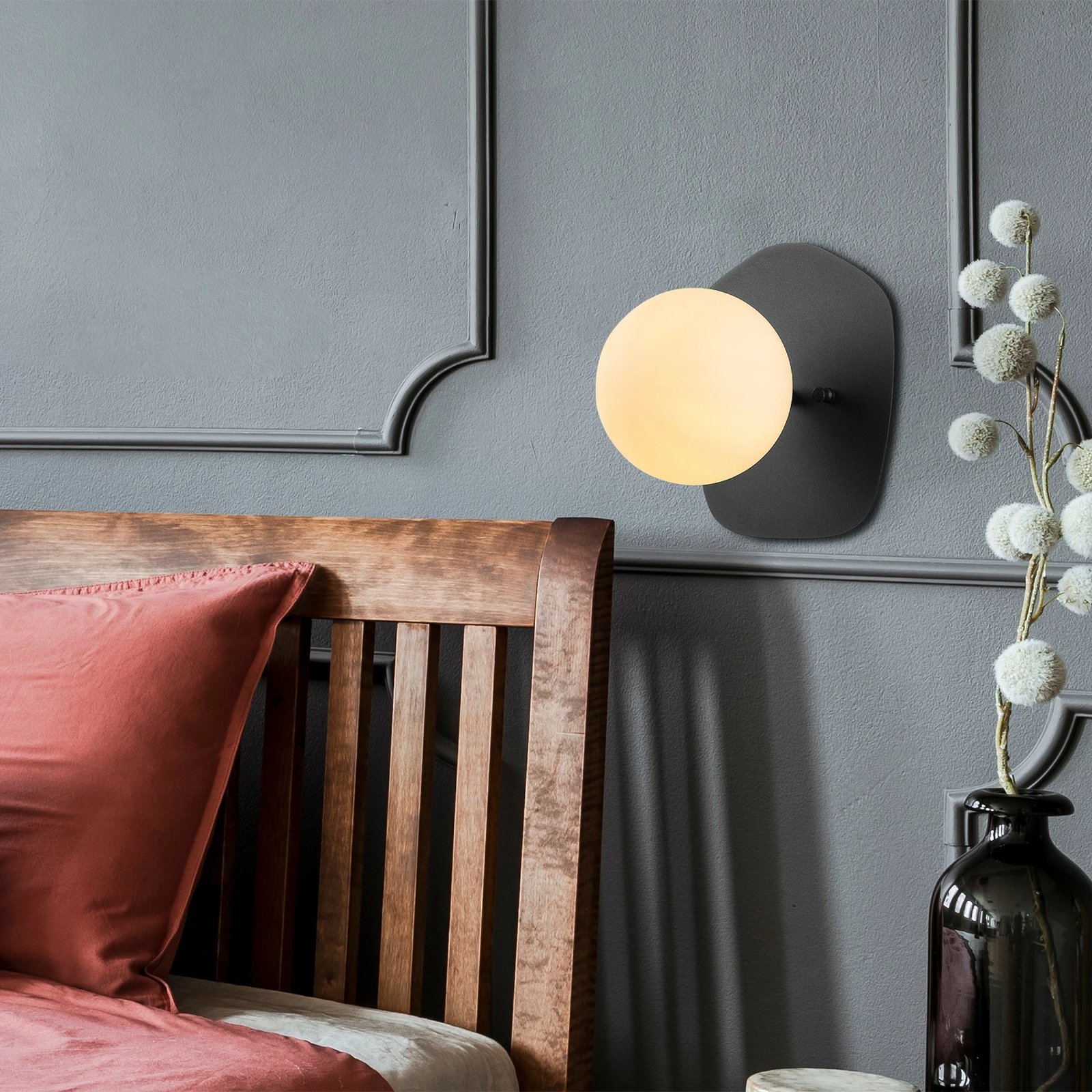 Llambë muri Opviq, Well - 11680, e zezë dhe krem, 20x25x25cm