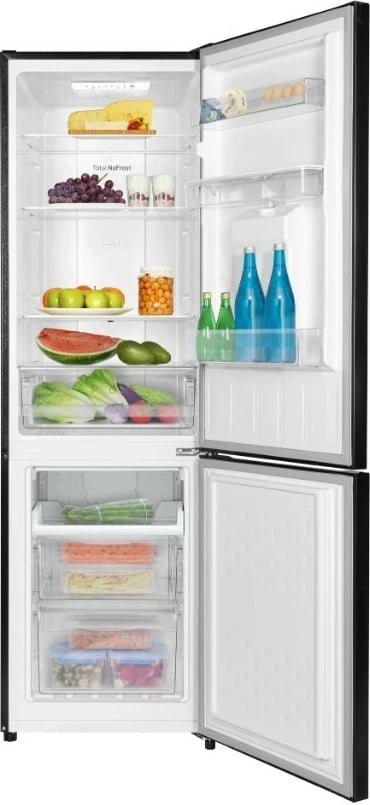 Frigorifer me ngrirës, Amica, FK299.2FI(E), 250 L (180+70), Total No Frost, shpërndarës uji, 181 cm, klasë energjie E, i pavarur, ngrirës poshtë, inox i zi