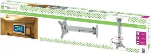 Krah projektori tavani Techly 301597, 110-190cm, 15kg, argjendtë
