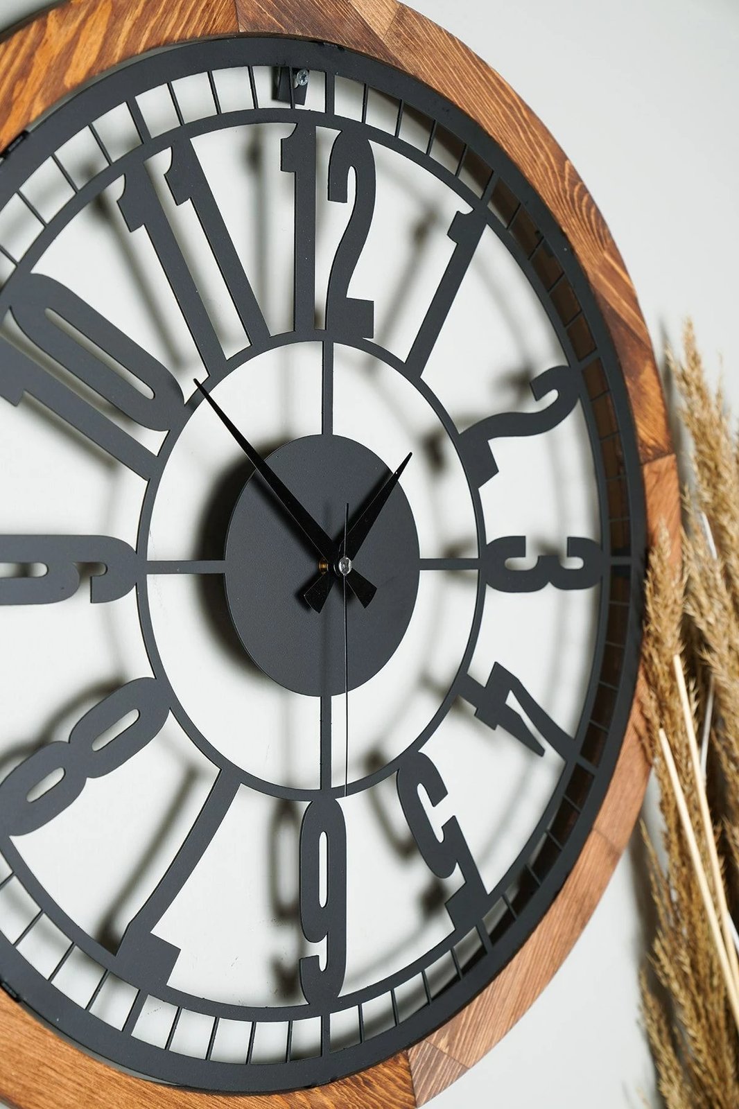 Orë muri dekorative prej metali, Wallity, Myk1192-10, ngjyrë arre dhe e zezë, 55x55cm