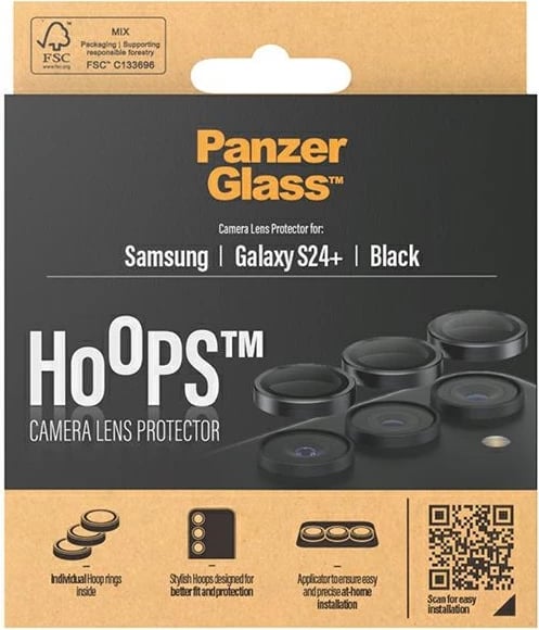 Mbrojtës kamerë PanzerGlass Hoops për Samsung Galaxy S24+, i zi