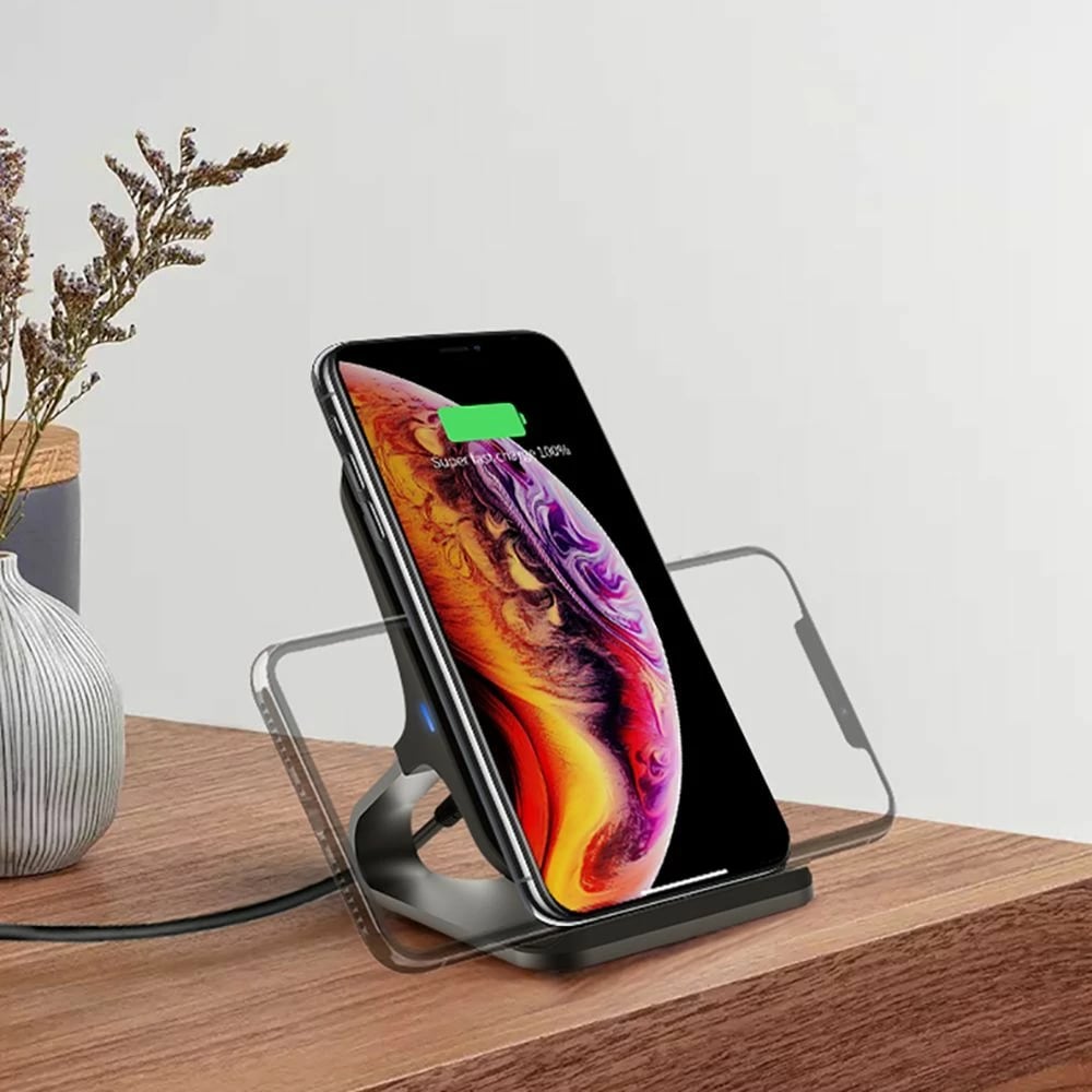 Karikues wireless Tech-Protect QI15W-S1, 15W, me qëndrim, i zi