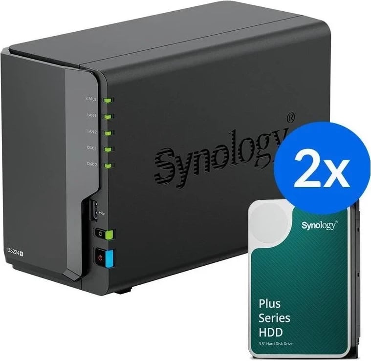 NAS Synology DS224+ 2x HAT3310-8T 16TB, zi
