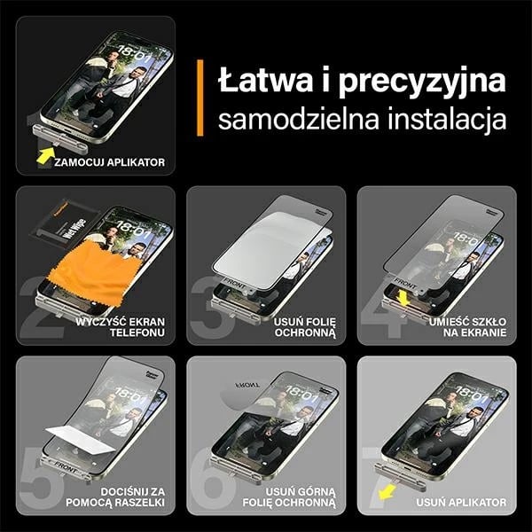Xham mbrojtës PanzerGlass Matrix Ultra-Wide-Fit për iPhone 15 Plus, me aplikator