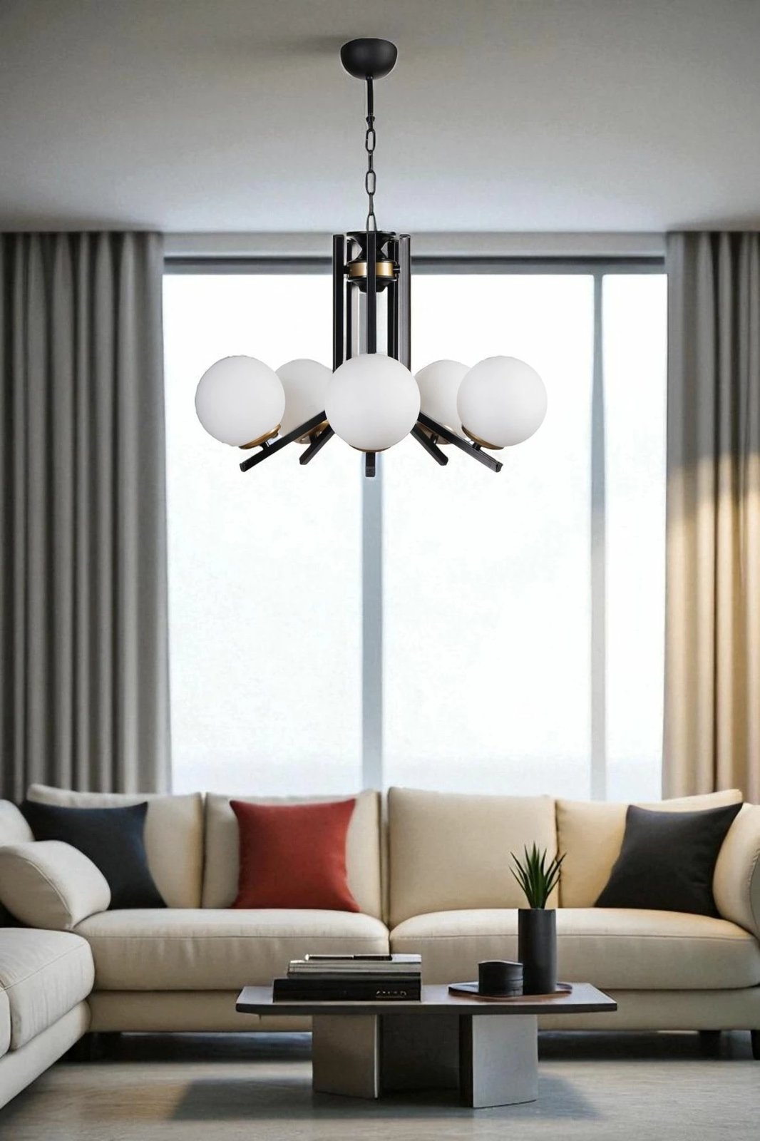 Llambë tavani Opviq, 8988-5, metal dhe xham, e bardhë dhe e zezë