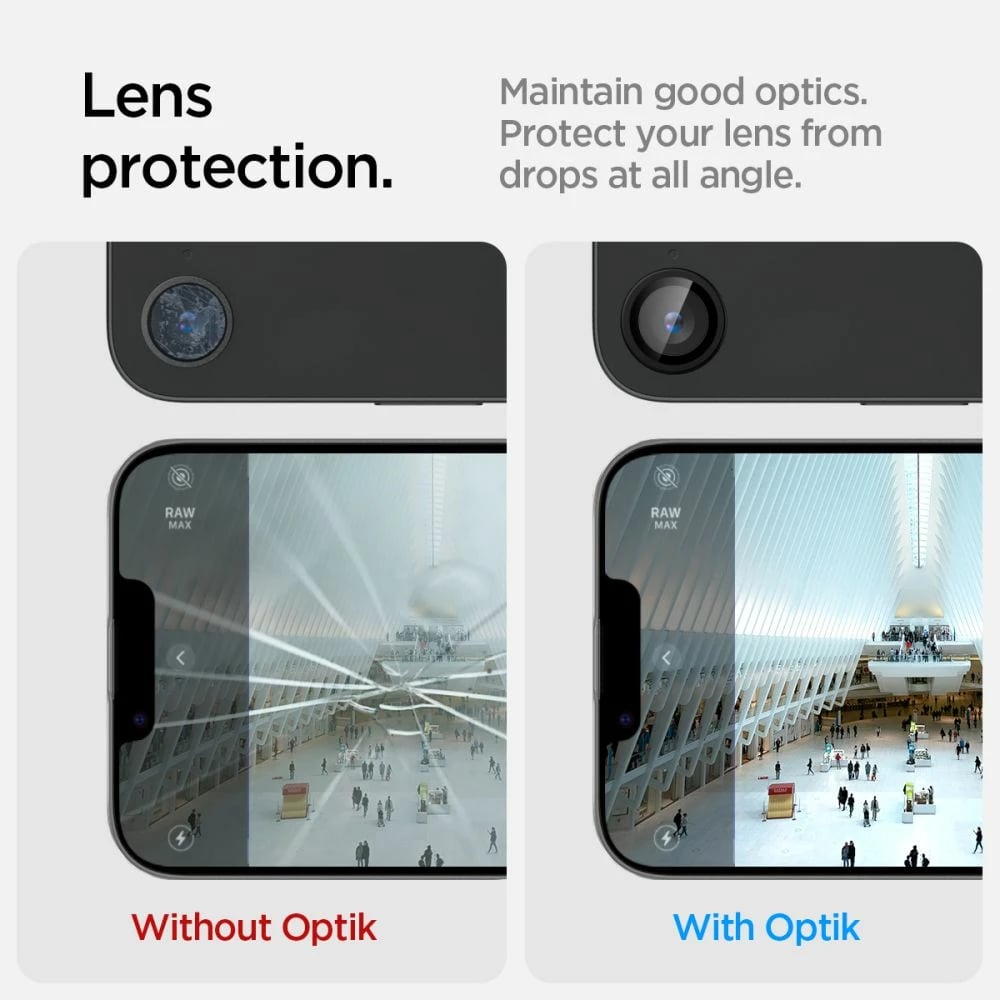 Mbrojtës xhami për kamerë Spigen Optik Pro GLAS.TR Ez Fit, për iPhone 16e, 2 copë, Zi