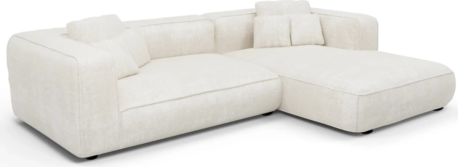 Divan qoshe (djathtë) 3-vendësh GRACE FH3280.02R pëlhurë e bardhë 252x105-160x70-90Hcm