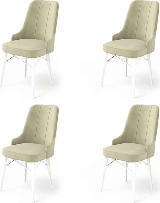 Set karrigesh (4 copë) Hanah Home, Pare, krem dhe e bardhë